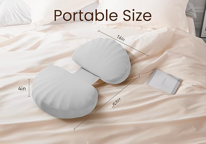 Pregnancy Pillow for Sleeping Memory Foam Pillow for Side Sleeper, Maternity Pillow Support for Back, Belly, HIPS for Pregnant Women, Portable and Adjustable Travel Wedge Pillow (CoolingSilk Grey)