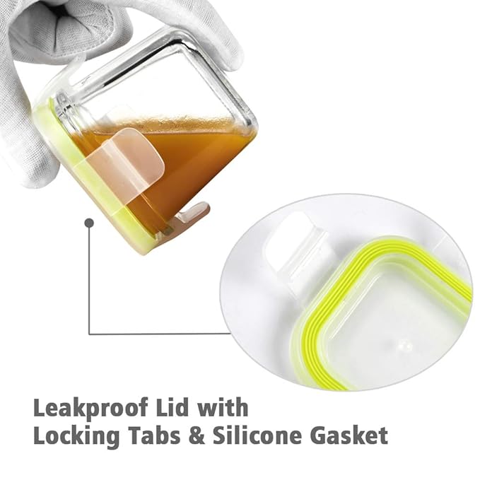 Matyz 4-Pack Glass Baby Food Containers with Airtight Lids and Stackable Tray (Mint Green, 3 OZ Each) - Glass Food Containers Freezer Safe for Baby Toddler - Stackable Baby Food Containers Glass