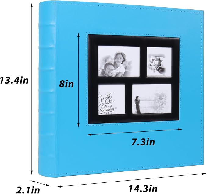 RECUTMS 600 Photos Photo Album 4x6, Large Capacity for Family Wedding Anniversary Baby Vacation Holds 600 Horizontal and Vertical Photos (Sky Blue)