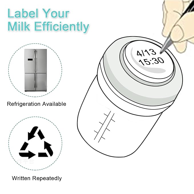 COMI Wide Neck Glass Breastmilk Collection n Storage Bottle, 4 Packs, 6oz with Screw Ring Sealing Disk; Re-markable Sealing Disc. BPA Free, Fits Breast Pumps & Nipples (2 Gray Lids + 2 Pink Lids)