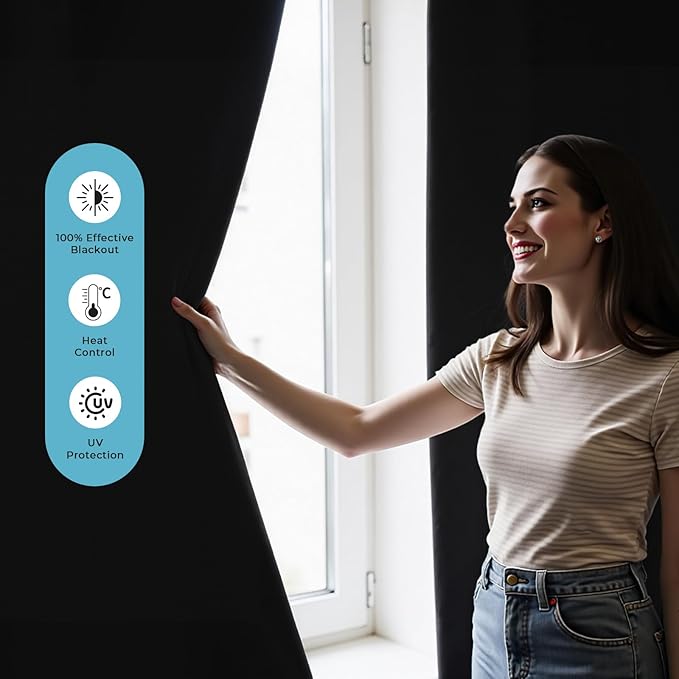 Portable Temporary Blackout Curtains, 50" x 57", 100% Blackout Window Shades, No Drill Cuttable Blackout Windows Blinds with Hook & Loop Stickers, Windows Cover for Baby Nursery Thermal Insulated