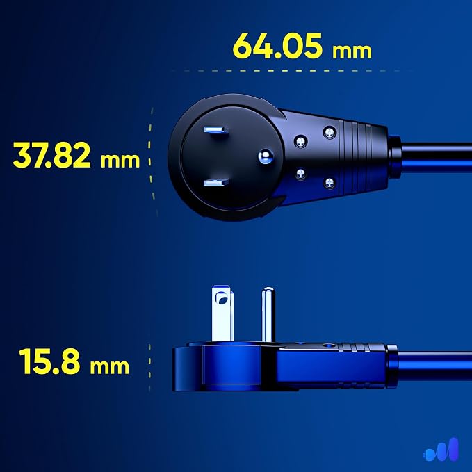 Maximm Extension Cord 1 Foot – 360° Rotating Flat Plug, 3-Prong Grounded Power - Image 4