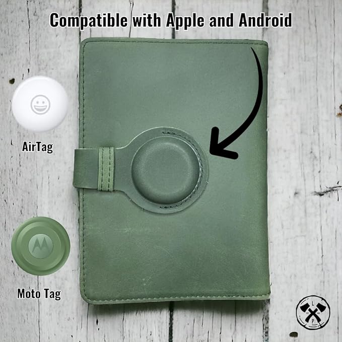 Genuine Leather Passport Holder Compatiable with and Moto Tag Wallet for Men and Women RFID Blocking for Secure Traveling and Documentation Organizer (Green)