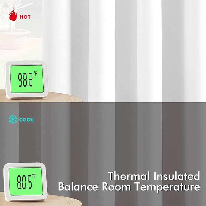 MIULEE Pure White Curtains for Bedroom Living Room 84 Inches Long 2 Panels, Thermal Insulated Room Darkening Drapes Grommet Top Solid Color Window Treatments W40 x L84 Inch