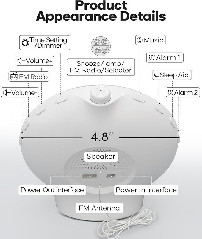 Sunrise Alarm Clock for Heavy Sleepers, Wake Up Light with Sunrise/Sunset Simulation, Dual Alarms & Natural Sounds, Snooze & Sleep Aid, FM Radio, 7 Colors Night Light for Bedroom, Ideal for Gift
