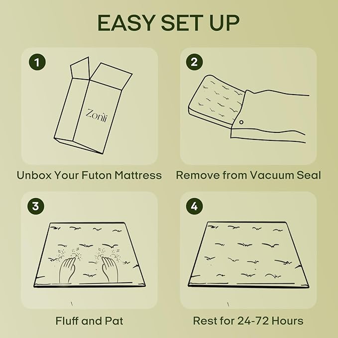 ZonLi Japanese Floor Futon Mattress Twin Size 75"x 39", 100% Cotton Cover 4'' - Image 9