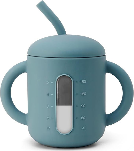 SAMiGO Silicone Sippy Cup, Baby Straw Cup for 6 12 18 Months, Sippy Cup with Straw for Toddlers 1-3 Years, Baby Water Cup for Drinking and Training, 6 oz