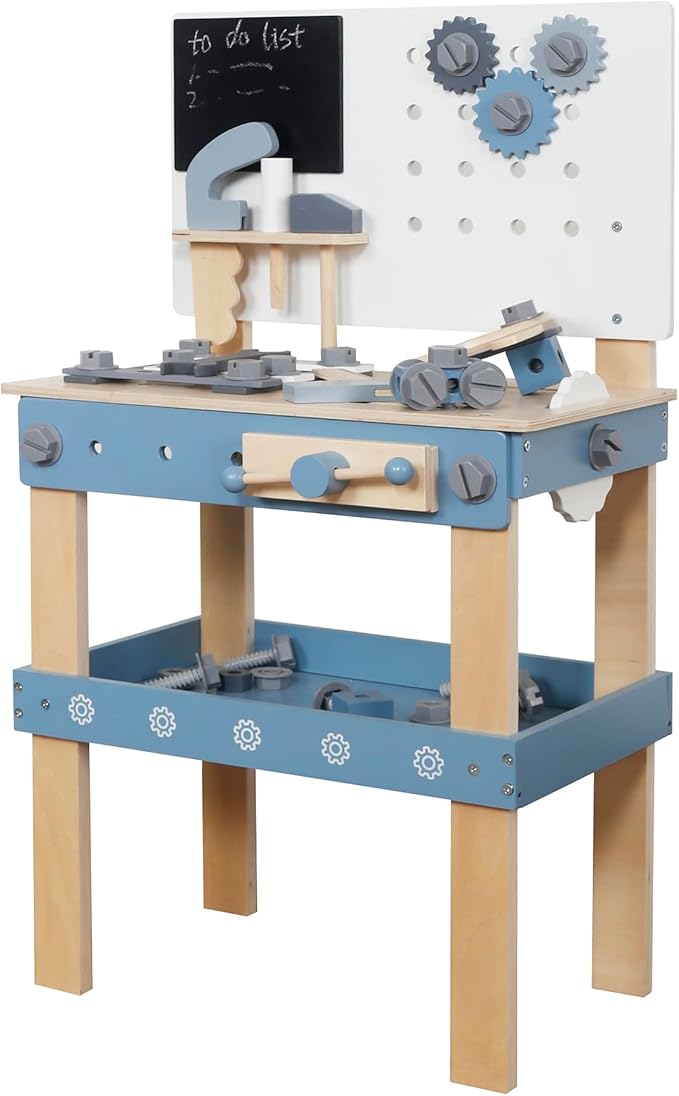 Wooden Tool Bench Toys for Kids Toddlers,Construction Workshop Tool Bench Toys, 51 Pieces Tool Playset with Play Tools Set for Girls & Boys Toddlers 3+