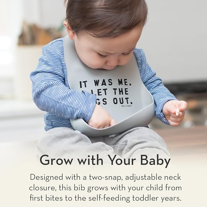 Bella Tunno Baby Bib for Eating, Waterproof Silicone Bib with Large Food Catcher, Adjustable Fit for Babies 4-12 months & Toddlers 1-3 Years, Boys & Girls, Small Town Girl