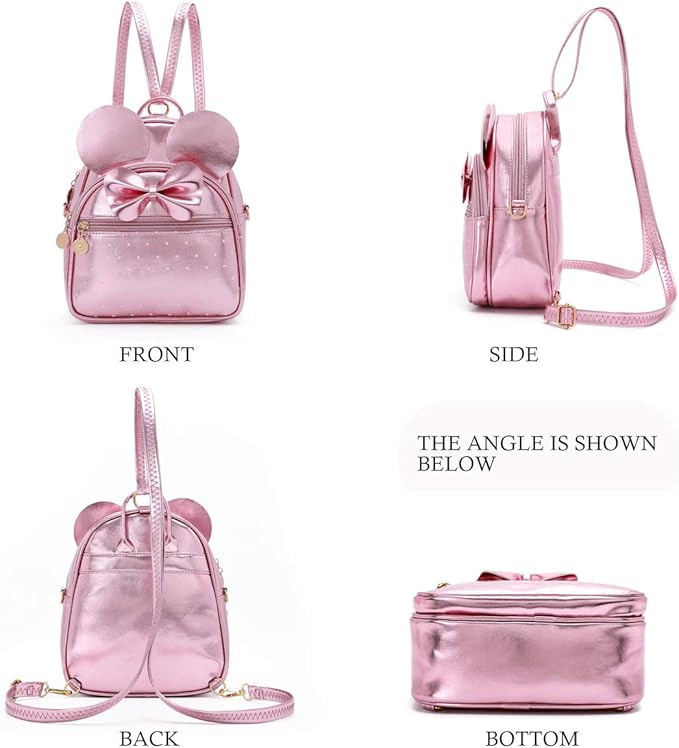 KL928 Girls Bowknot Polka Dot Cute Mini Backpack Small Daypacks Convertible Shoulder Bag Purse for Women