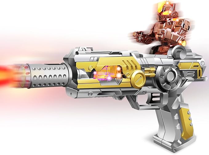 Light Up Toy Gun with Sound Effects & Spray for Ages 3, 4, 5, 6, 7+ Boys - Unique Barrel Telescopic Action - Ideal Halloween Christmas Birthday Gift for Toddlers Kids (Batteries Not Included)