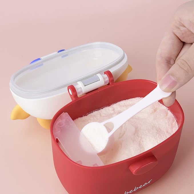 Bebamour Baby Formula Dispenser On The Go, Formula Container to Go, Formula Holder for Travel, Candy Fruit Snack Storage Container with Scoop and Leveller (Light Green Cow)
