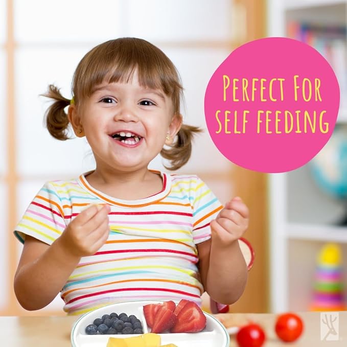 Elk and Friends Kids 7.8” Porcelain Divided Plates with Silicone Sleeves | Suitable for Babies/Kids/Toddlers | Microwave & Dishwasher Safe | Non Slip | Snack Dishes