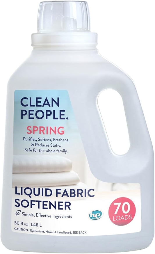 The Clean People Liquid Fabric Softener - Softens & Removes Static Cling - Vegan (50 Fl Oz, Spring)