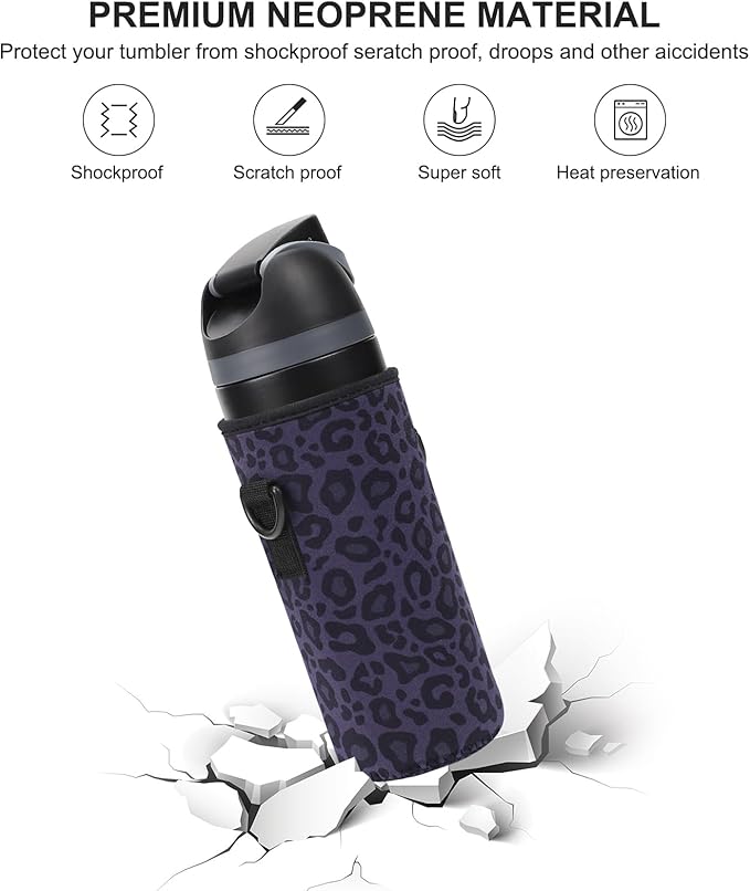 Neoprene Water Bottle Carrier Bag with Adjustable Shoulder Strap for Owala 24 OZ Tumbler, Insulated Water Bottle Cover for Owala FreeSip Insulated Water Bottle (Black Panther, 24 OZ)