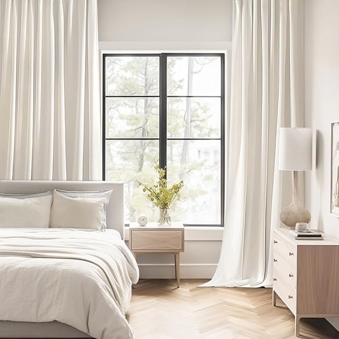 MIULEE Ivory Back Tab Blackout Curtains 90 Inches Long 2 Panels Set for Living Room Bedroom Privacy, Rod Pocket/Pinch Pleat Thermal Insulated Room Darkening Pleated Light Blocking Drapes