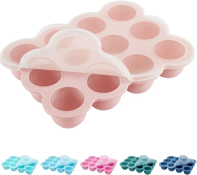 12x1.5oz Baby Food Freezer Tray with Clip Lid Gossamer Pink | Food Grade Silicone Storage Containers for Purees & Vegetables