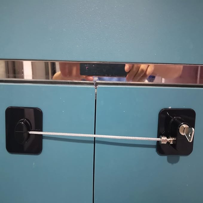 YEYA Refrigerator Lock, Mini Fridge Lock for Kids, Child Safety Cabinet Locks, 2 Pack