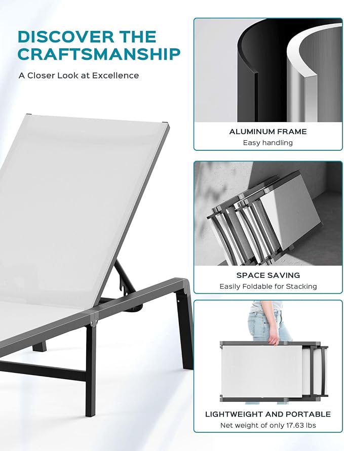 Aluminum Chaise Lounge Ourdoor - Image 7