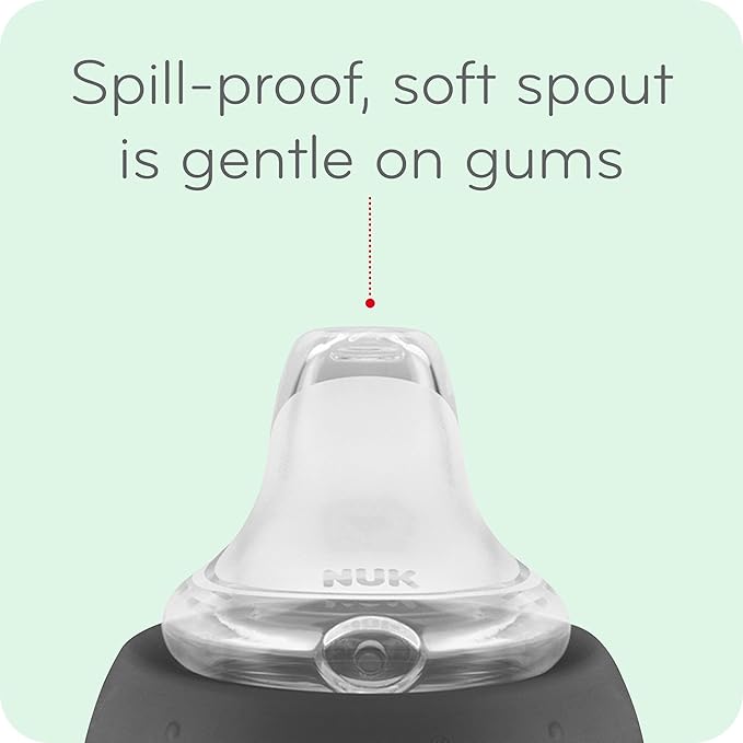 NUK Learner Cup, 10 Oz, Pack of 2, Minnie Mouse – Soft Spout, Easy-Grip Handles, BPA Free, Spill Proof Transition Sippy Cup