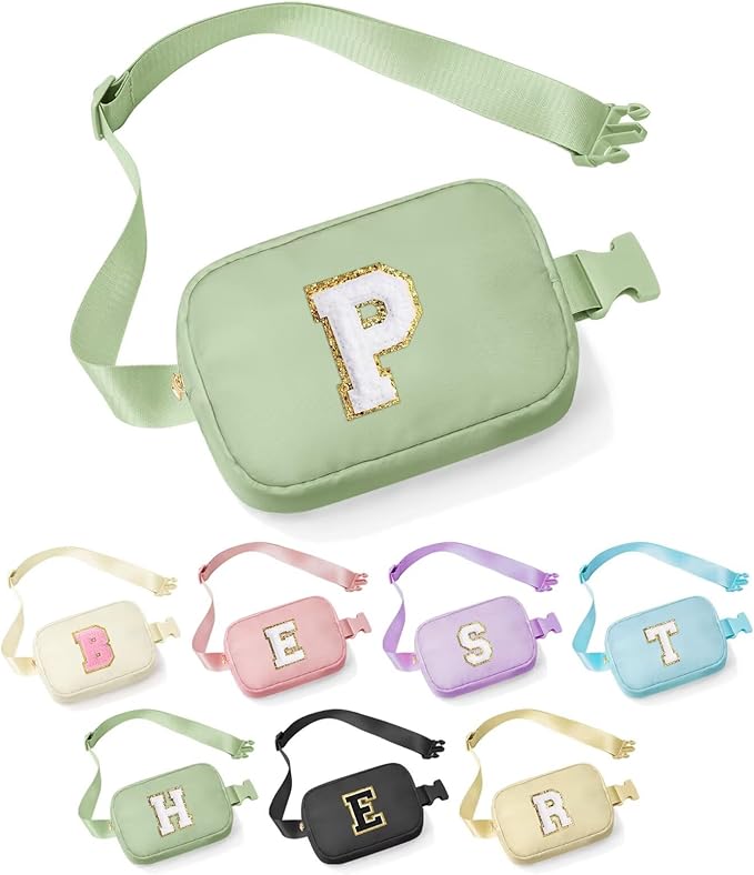 YOOLIFE Gifts for Girls - Preppy Teenage Girl Gifts, Green Initial Crossbody Bag