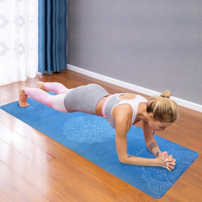 Travel Yoga Mat, Non Slip Exercise Suede Mat with Carry Bag, All-Purpose Fitness Mat with High Density Anti-Tear Surface for Women, Ideal for Pilates Workout (72'' x 24'' x 1.5mm Thick)