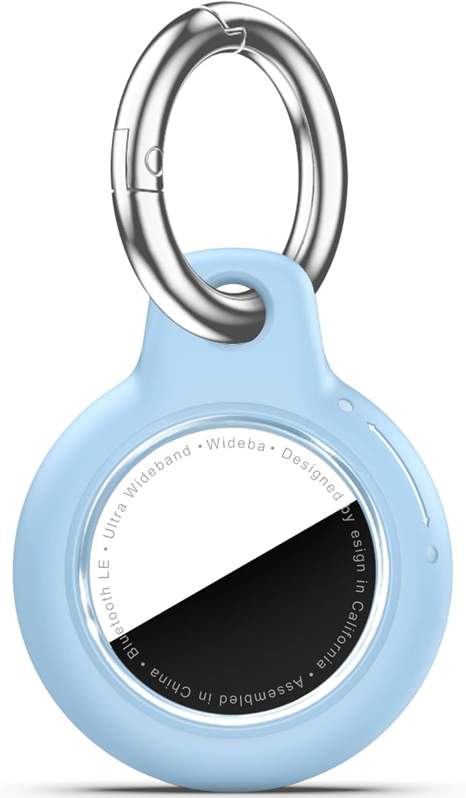 Upgrade Waterproof Airtags Holder with Apple Airtags Keychain, Hard PC Air Tag Case, Anti-Scratch & Shock Air tag Holder,Men's Women's Keyrings & Keychains, for Dog,Car Key,Luggage -Sky Blue