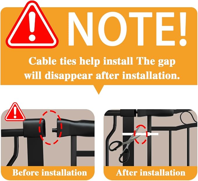 Baby Gate for Stairs 29.53"-53.1" Extra Wide, Pressure Mounted Dog Gate Indoor, Walk Thru Pet Gate for Cat Dog Child,Pet Gates for The House Doorway Black