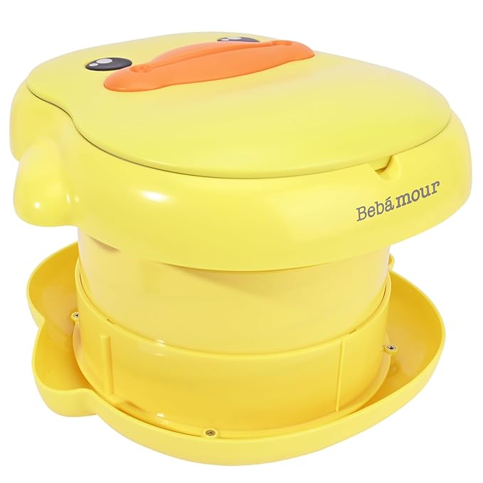 Bebamour Potty Training Toilet 3 in 1 Multi-Functional Potty Seat Detachable Baby Potty Step Stool Anti-Slip Stable Potty Training Toilet with 100 Pack Trash Bags (Yellow)