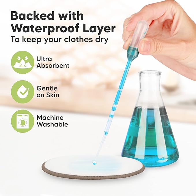 Organic Nursing Pads - 14 Washable Viscose Derived from Bamboo Breastfeeding Pads, Wash Bag, Reusable Breast Pads for Breastfeeding, Nipple Pads for Breastfeeding Essentials(Coffee, M 3.9")