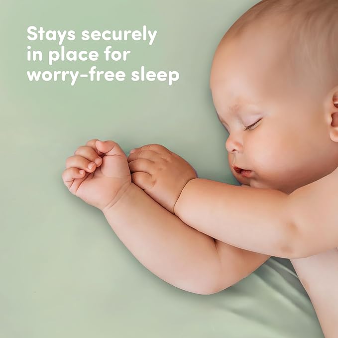 Sweety Fox 2-Pack Cotton Jersey Crib Sheets – Soft Fitted Sheets for Boys and Girls, Mini Crib Sheets, Toddler Bed Sheets (White/Sage)