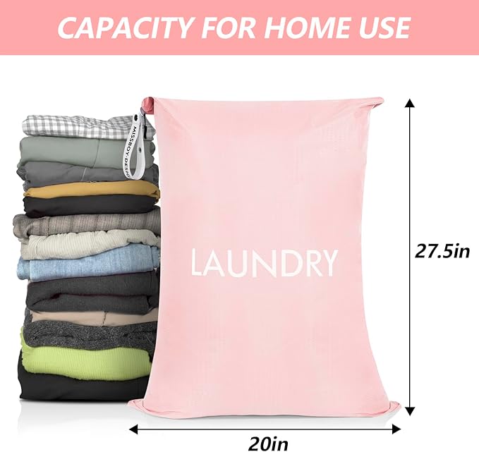 MissBoy Laundry Bag, Nylon Dirty Clothes Storage Bag, Splash-proof Travel Camping Laundry Bags with Zip, Lightweight Foldable Swimming Dry Wet Bag