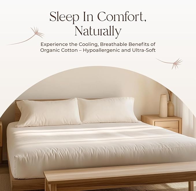 Organic Waterproof Mattress Protector Full Size - 100% Waterproof Mattress Pad with Extra Soft Quiet & Breathable Triple Layer Protection - GOTS Certified Machine Washable Deep Pocket Design (Full)