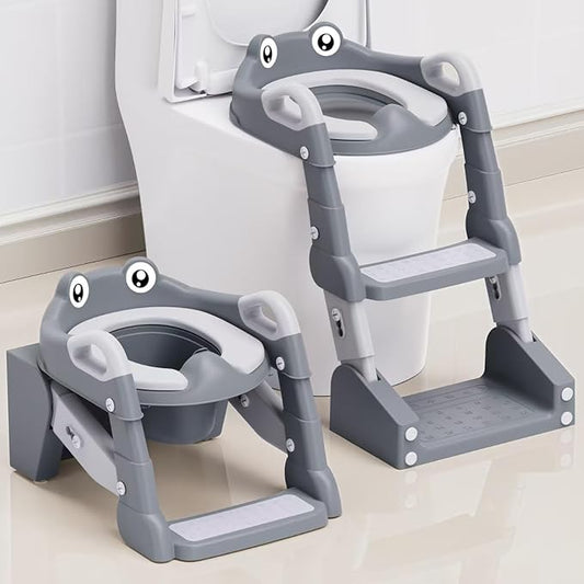 Potty Training Seat, Toddler Potty Training Toilet, Upgrade 2 In 1 Toddler Toilet Seat with Steps Stool Splash Guard and Anti-Slip Pad Soft Cushion, Potty Seats for Toddlers Baby Kids