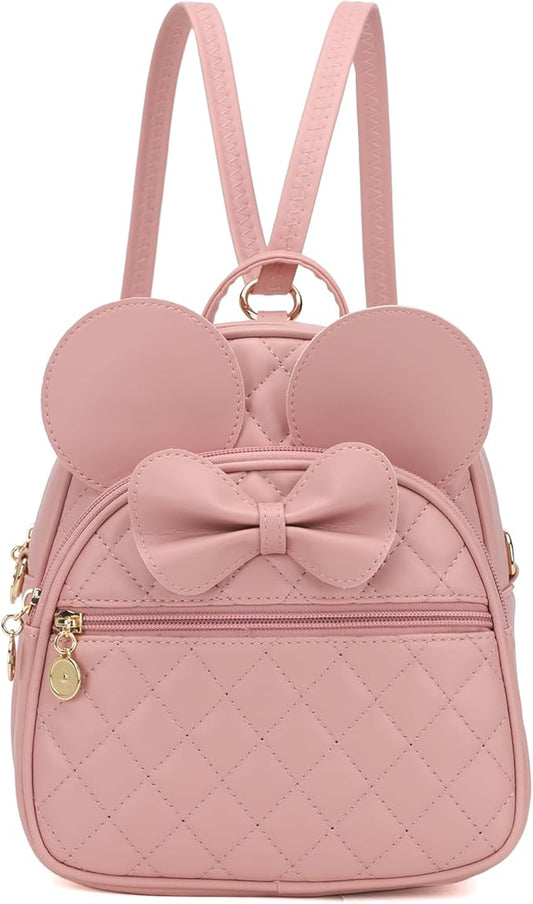 KL928 Girls Bowknot Polka Dot Cute Mini Backpack Small Daypacks Convertible Shoulder Bag Purse for Women