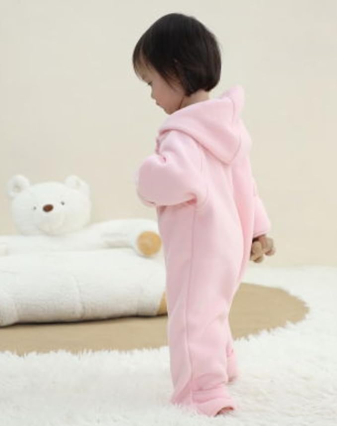 Newborn Baby Fleece Jumpsuit Girls Boys Winter Hooded Coverall Romper Cute Baby Snowsuit Clothes