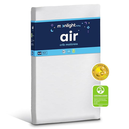 Moonlight Slumber Air Crib Mattress – Breathable, Washable, Dual-Sided Infant and Toddler Mattress with Open Core Design, Foam-Free, Hypoallergenic, 5.5", Standard Crib Size, Made in USA