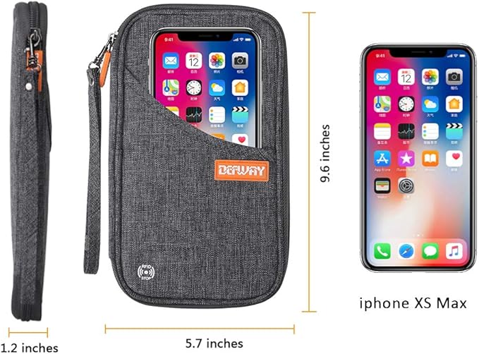 defway Passport Holder Travel Wallet - Family Passport Holder of 4, RFID Blocking Passport Wallet for Men Women, Travel Essentials for Flying, GREY