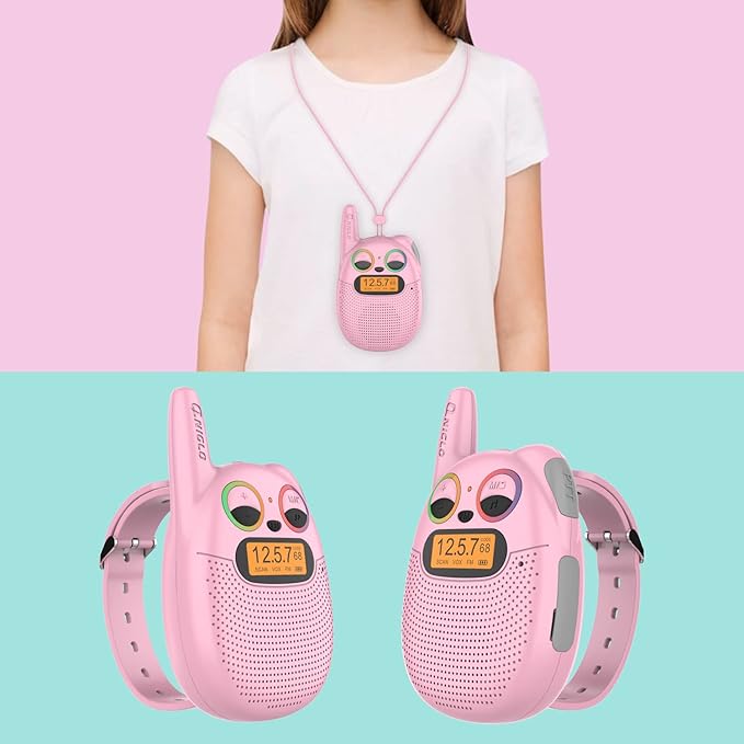 Walkie Talkies for Kids Rechargeable, Toys for 3+ Years Old Kids Walkie Talkies Rechargeable, Up to 2 Mile 2 Way Radio Birthday Toys for Girls And Boys, Pink