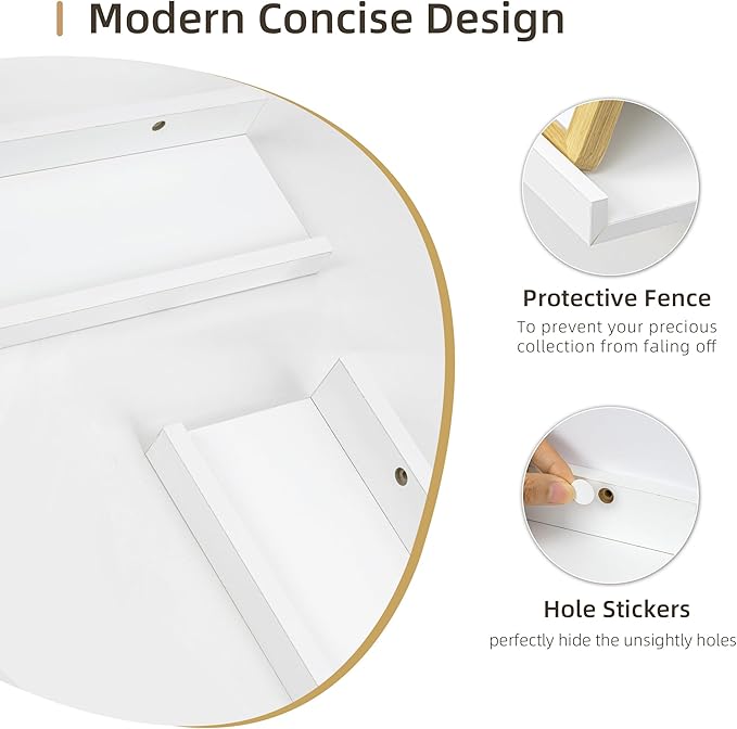 Picture Ledge Shelf, Wood Floating Shelves Set of 2, 36 inch Picture Ledge Shelves, Photo Ledge Nursery Book Shelves Wall Mounted for Living Room Kids' Room Bedroom, Color White