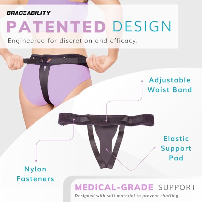 BraceAbility Pelvic Pro - Patented Prolapsed Uterus Support Belt - Women's Brace for Treating Dropped Bladder, Uterine Prolapse, Vulvar Varicosities, Postpartum and Symphysis Pubis Dysfunction (S)