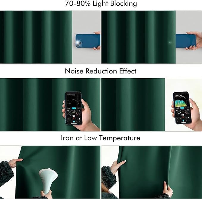 MIULEE Hunter Green Back Tab Blackout Curtains 108 Inch Long 2 Panels Set for Living Room Bedroom, Rod Pocket/Pinch Pleat Extra Long Thermal Insulated Room Darkening Pleated Window Drapes