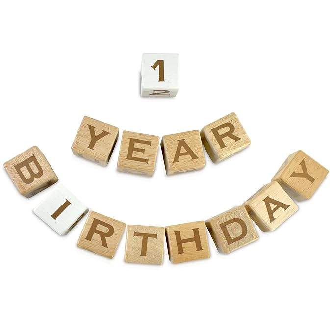 I'm Solid Wood Baby ABC Alphabet Milestone Age Blocks, Personalized Own Name, Gender Neutral, Newborn Gifts & Keepsakes for Picture Props (1.4" / 16 Pcs/Brown)