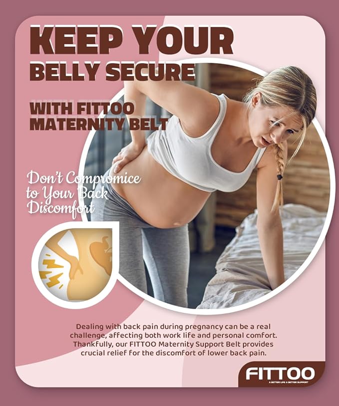 FITTOO Maternity Belt Back Support Belly Band Pregnancy Belt Support Brace Abdominal Binder Waist Support Beige XXL