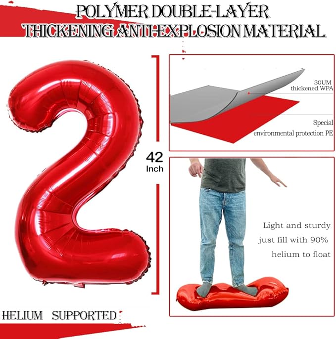 GOER Number 20 Balloons for 20th Birthday Party Decorations,42 Inch Jumbo Foil Helium Balloons for 20th Anniversary (Red)