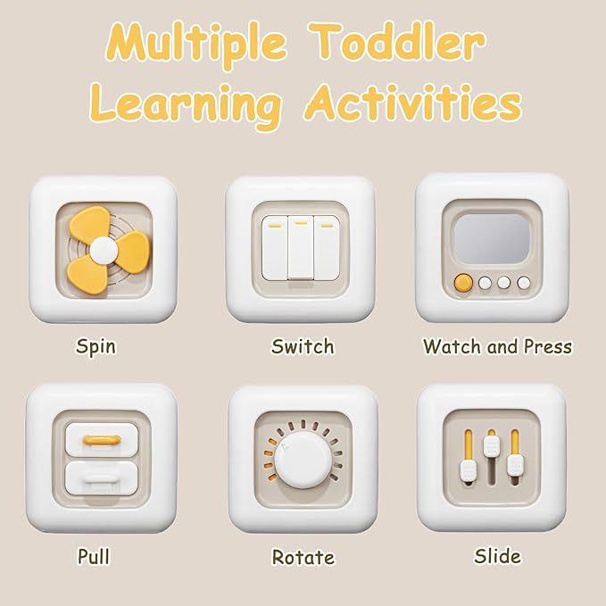 Busy Cube Toys for 1 Year Old Boy, Montessori Toys for 1+ Year Old, Travel Sensory Toys for Toddlers 1-3, Learning Fine Motor Skills| 1st Birthday Gifts Boy 9 12 Months +