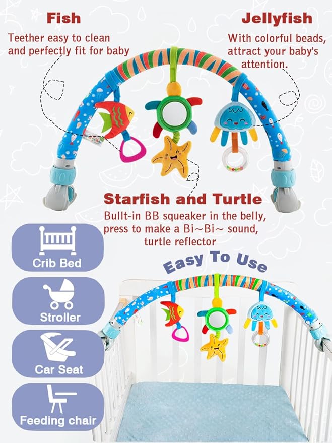 Pau1Hami1ton Baby Stroller Arch Toys, Car Seat Toys,Bouncer Toy Bar/Mobile for Bassinet,Adjustable Baby Hanging Toys Fit for Crib Bed,Stroller,Car Seat.S-19(Star)
