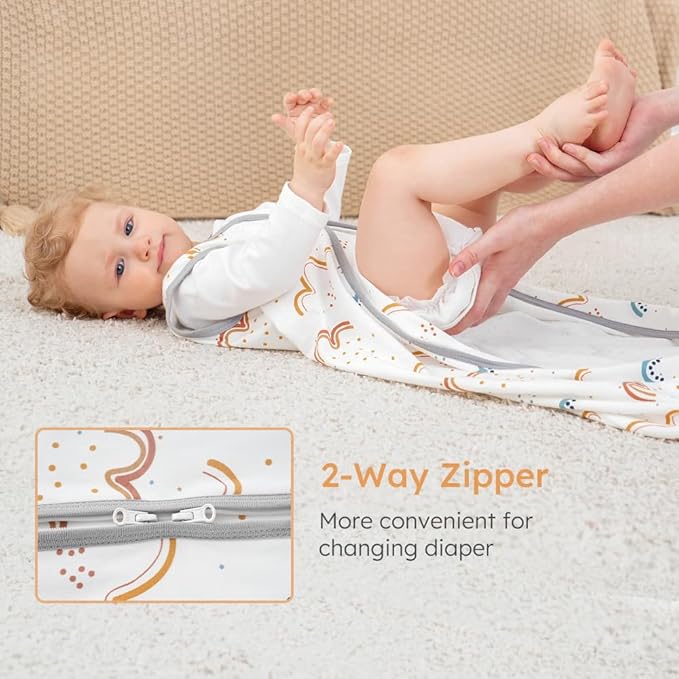 Yoofoss Baby Sleep Sack 6-12 Months Wearable Blanket for Babies 100% Organic Cotton 2-Way Zipper TOG 0.5 Toddler Sleeping Sack 3 Pack, Comfy Lightweight Sleep Sacks