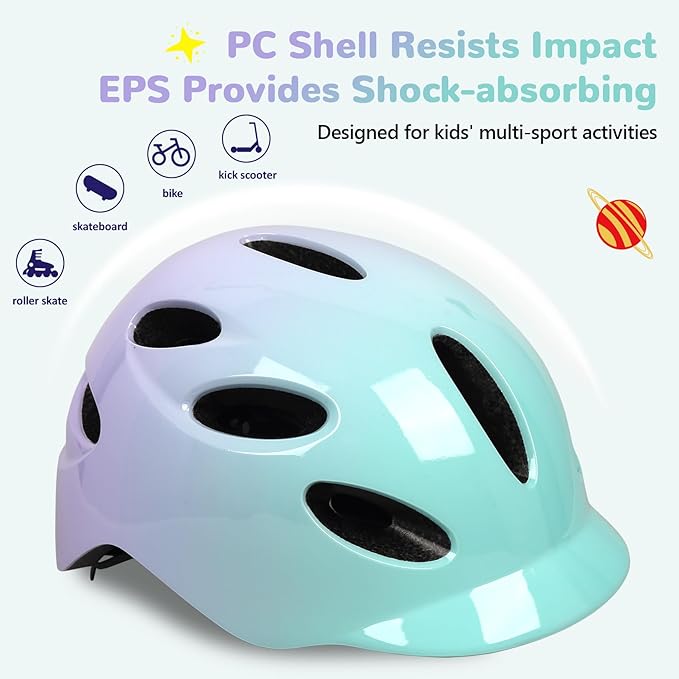 Kids/Youth Bike Helmet for Boys Girls and Teens, Adjustable and Multi-Sport for Bicycle, Kick Scooter, Skateboard, Roller/Inline Skate