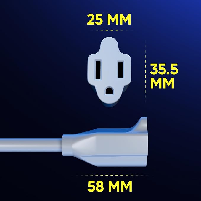 Maximm Cable 2 Feet 14Awg 360° Rotating Flat Plug Extension Cord/Wire, 3 Prong - Image 3